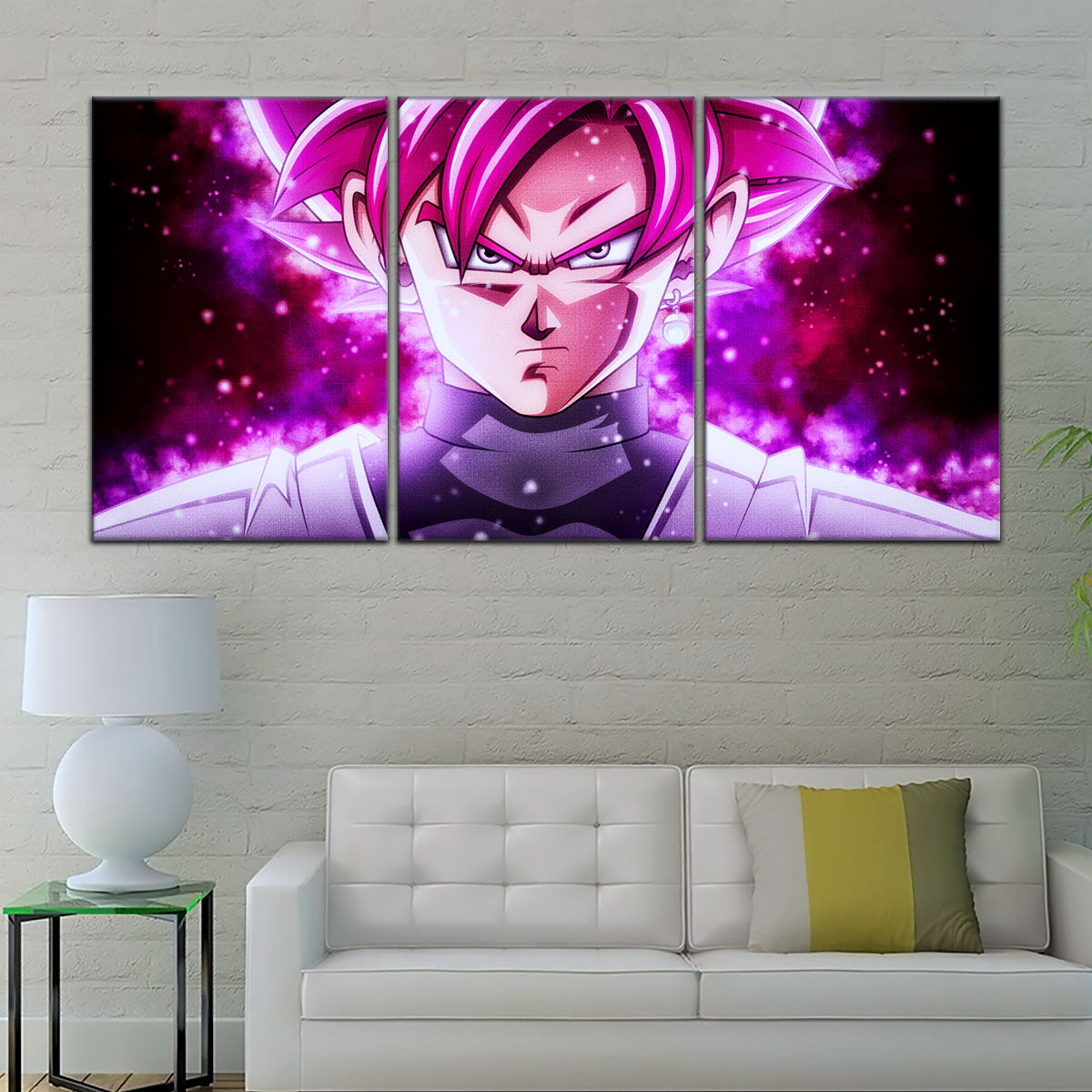 Dragon Ball Super Saiyan Rose Black Goku Canvas Wall Art - 5 Piece Split Panel DBZ Anime Poster - Ready to Hang Living Room Man Cave Decor - DR5011