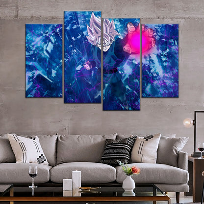 Dragon Ball Super Saiyan Rose Black Goku Canvas Wall Art - 5 Piece Split Panel DBZ Anime Poster - Ready to Hang Living Room Man Cave Decor - DR5014