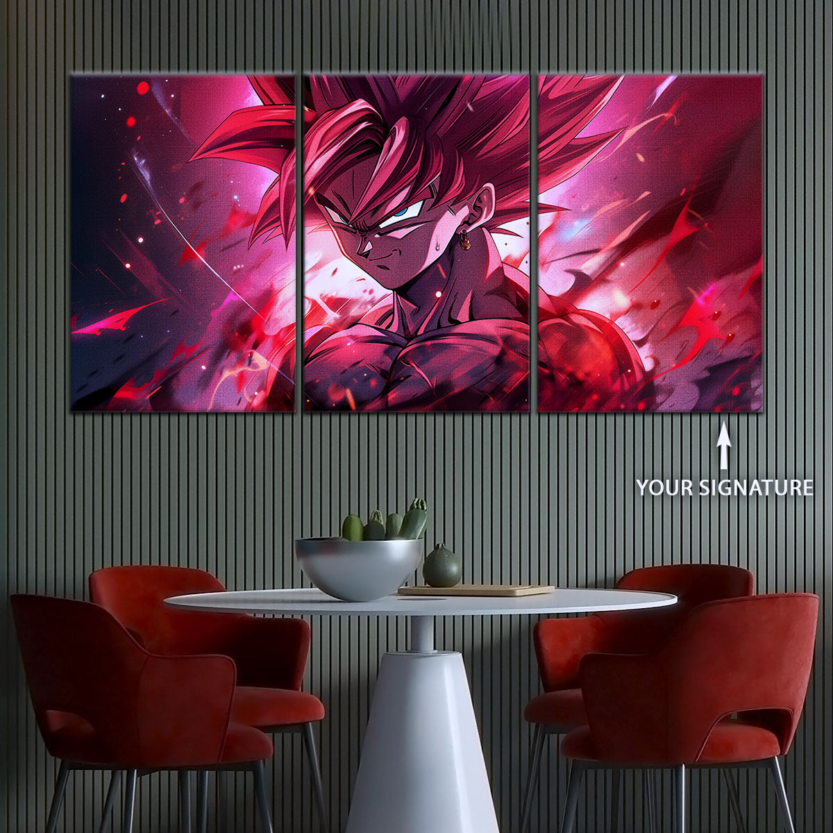 Dragon Ball Super Saiyan Rose Goku Black Canvas Wall Art - 5 Piece Split Panel DBZ Anime Poster - Ready to Hang Living Room Man Cave Decor - DR5073