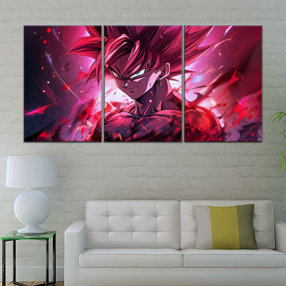 Dragon Ball Super Saiyan Rose Goku Black Canvas Wall Art - 5 Piece Split Panel DBZ Anime Poster - Ready to Hang Living Room Man Cave Decor - DR5073
