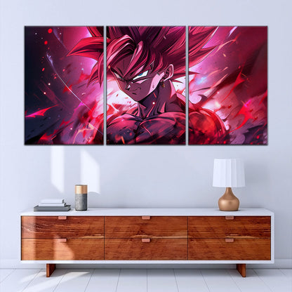 Dragon Ball Super Saiyan Rose Goku Black Canvas Wall Art - 5 Piece Split Panel DBZ Anime Poster - Ready to Hang Living Room Man Cave Decor - DR5073