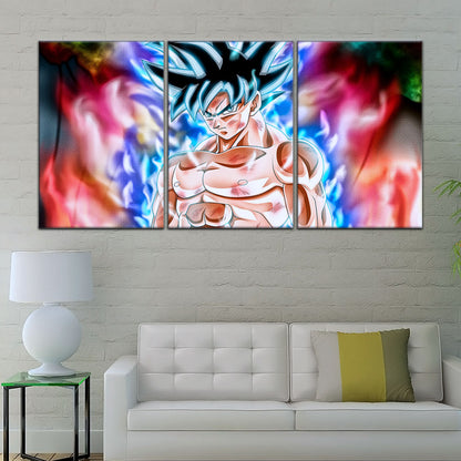 Dragon Ball Super Ultra Instinct Goku Canvas Wall Art - 5 Piece Split Panel DBZ Anime Poster - Framed Ready to Hang Living Room Man Cave Decor - DR5093
