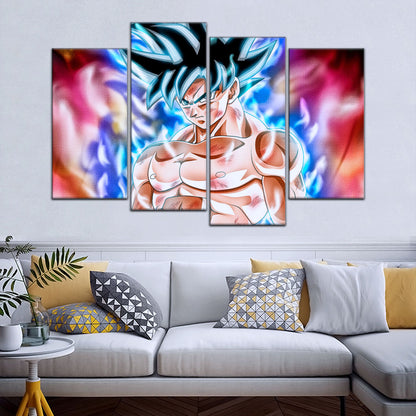 Dragon Ball Super Ultra Instinct Goku Canvas Wall Art - 5 Piece Split Panel DBZ Anime Poster - Framed Ready to Hang Living Room Man Cave Decor - DR5093