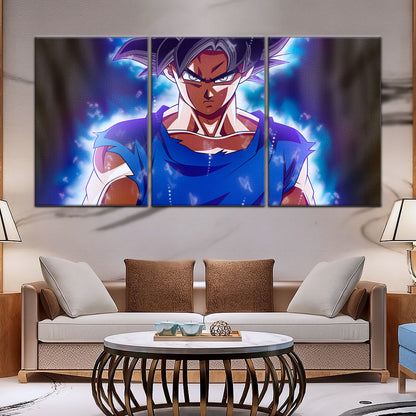 Dragon Ball Super Ultra Instinct Goku Canvas Wall Art - 5 Piece Split Panel DBZ Anime Poster - Ready to Hang Living Room Man Cave Decor - DR5078