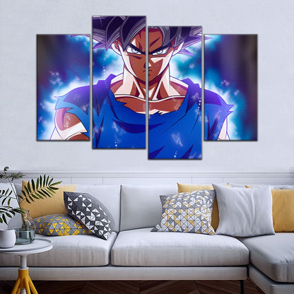Dragon Ball Super Ultra Instinct Goku Canvas Wall Art - 5 Piece Split Panel DBZ Anime Poster - Ready to Hang Living Room Man Cave Decor - DR5078