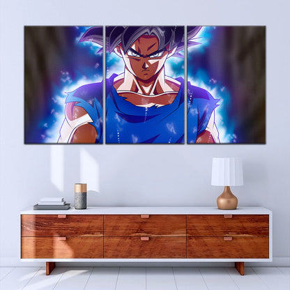 Dragon Ball Super Ultra Instinct Goku Canvas Wall Art - 5 Piece Split Panel DBZ Anime Poster - Ready to Hang Living Room Man Cave Decor - DR5078