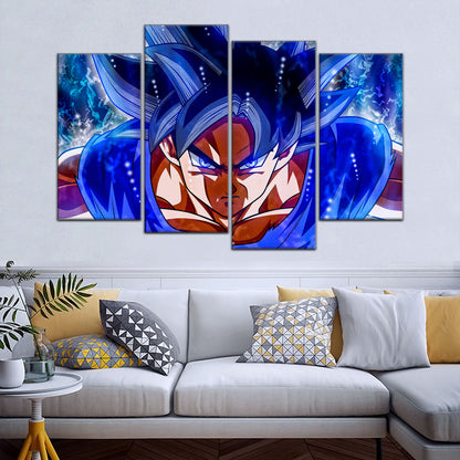 Dragon Ball Super Ultra Instinct Goku Canvas Wall Art - 5 Piece Split Panel DBZ Anime Poster - Ready to Hang Living Room Man Cave Decor - DR5089