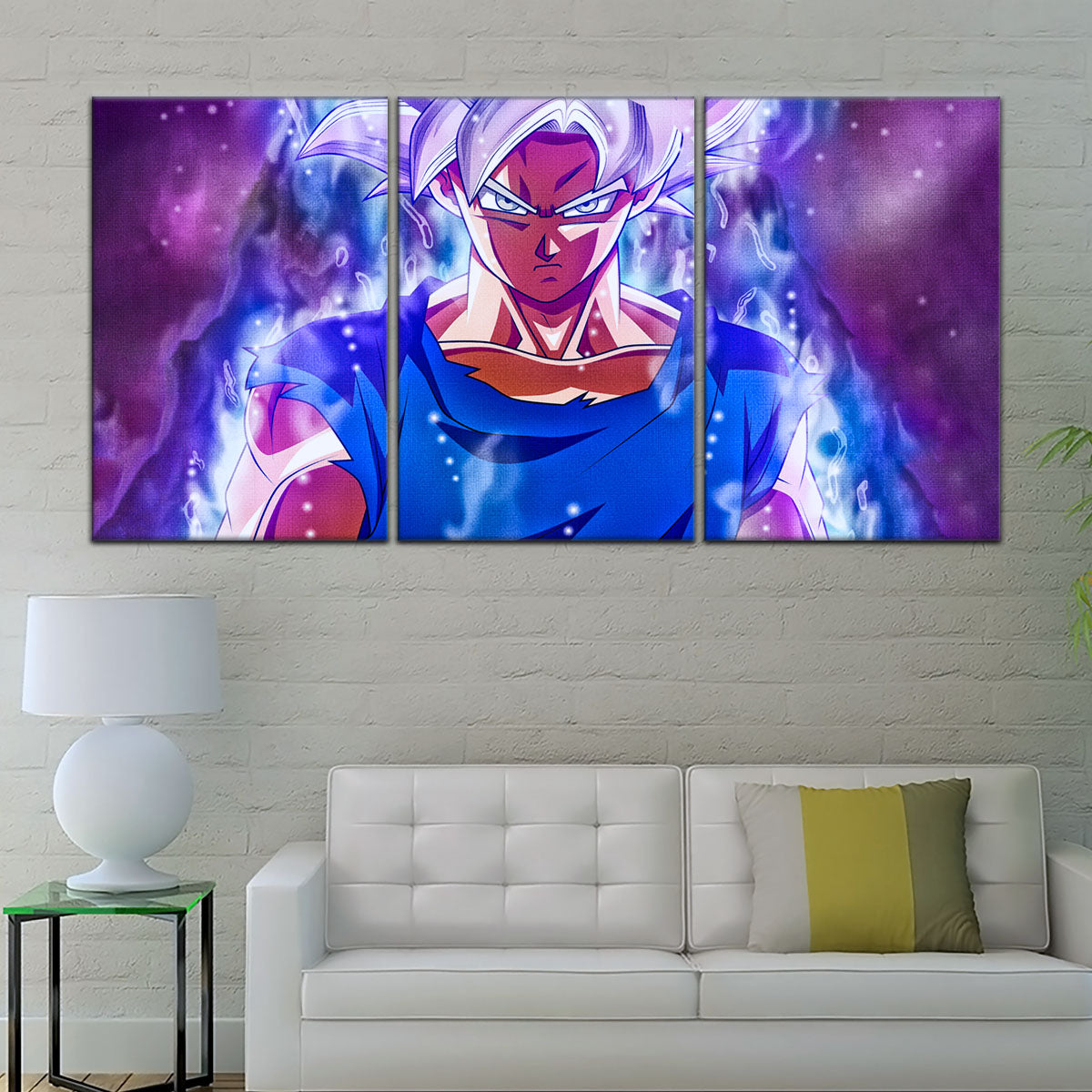Dragon Ball Super Ultra Instinct Goku Canvas Wall Art - 5 Piece Split Panel DBZ Anime Poster - Ready to Hang Living Room Man Cave Decor - DR5090