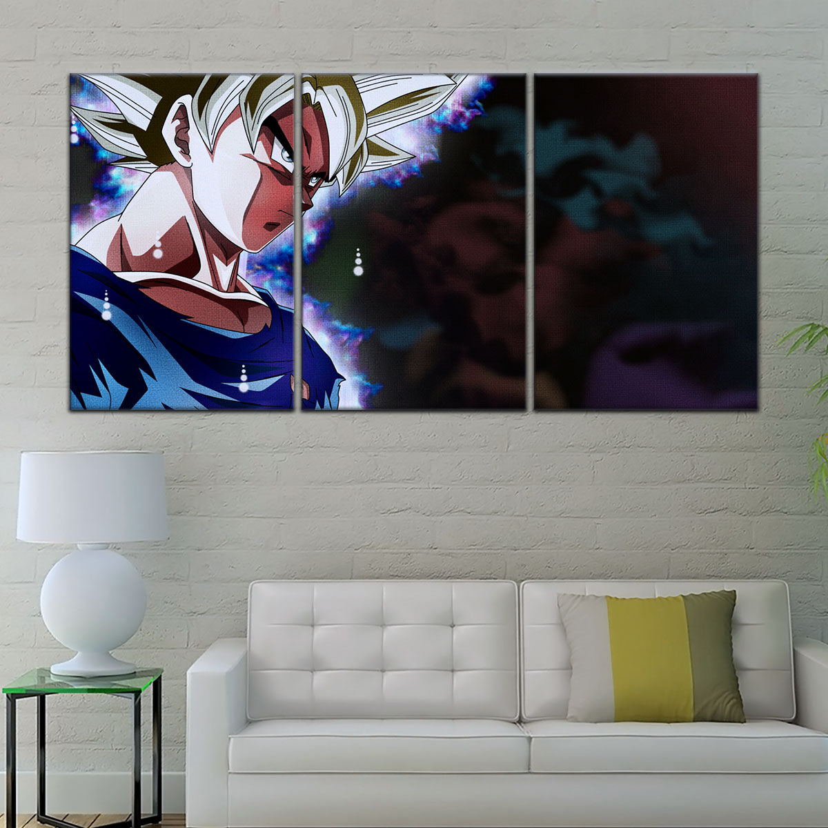 Dragon Ball Super Ultra Instinct Goku Canvas Wall Art - 5 Piece Split Panel DBZ Anime Poster - Ready to Hang Living Room Man Cave Decor - DR5101