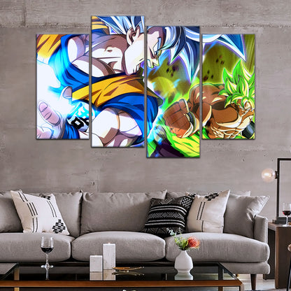 Dragon Ball Super Ultra Instinct Goku vs Broly Canvas Wall Art - 5 Piece Split Panel DBZ Poster - Ready to Hang Living Room Man Cave Decor - DR5024