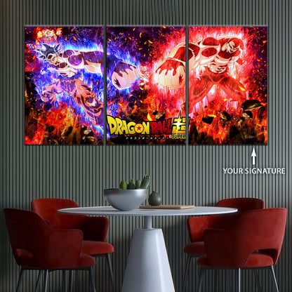 Dragon Ball Super Ultra Instinct Goku vs Jiren Canvas Wall Art - 5 Piece Split Panel DBZ Poster - Ready to Hang Living Room Man Cave Decor - DR5102