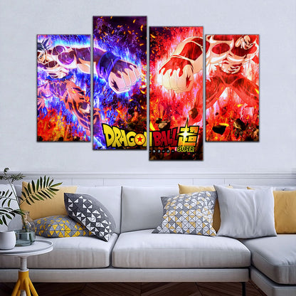 Dragon Ball Super Ultra Instinct Goku vs Jiren Canvas Wall Art - 5 Piece Split Panel DBZ Poster - Ready to Hang Living Room Man Cave Decor - DR5102