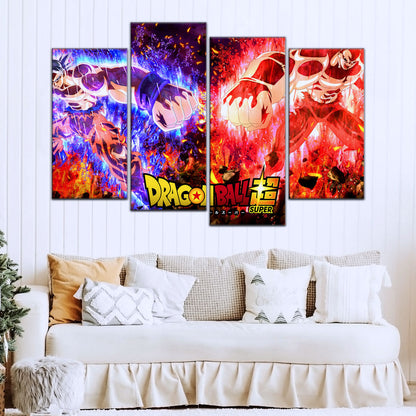 Dragon Ball Super Ultra Instinct Goku vs Jiren Canvas Wall Art - 5 Piece Split Panel DBZ Poster - Ready to Hang Living Room Man Cave Decor - DR5102