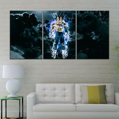 Dragon Ball Super Ultra Instinct Vegeta Canvas Wall Art - 5 Piece Split Panel DBZ Anime Poster - Ready to Hang Living Room Man Cave Decor - DR5103