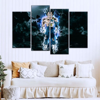 Dragon Ball Super Ultra Instinct Vegeta Canvas Wall Art - 5 Piece Split Panel DBZ Anime Poster - Ready to Hang Living Room Man Cave Decor - DR5103