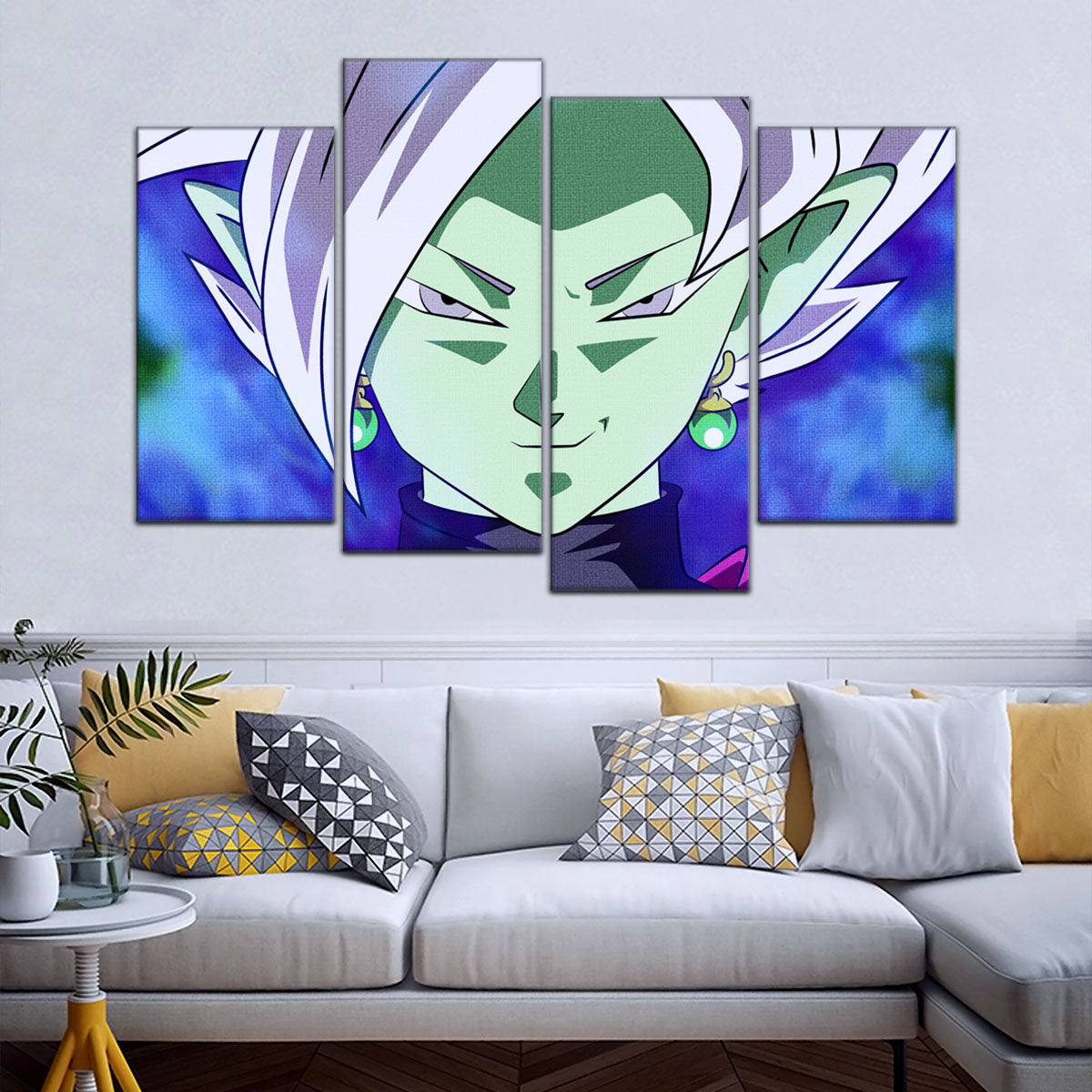 Dragon Ball Super Zamasu Canvas Wall Art - 5 Piece Split Panel DBZ Anime Poster - Framed Ready to Hang Living Room Man Cave Decor - DR5133