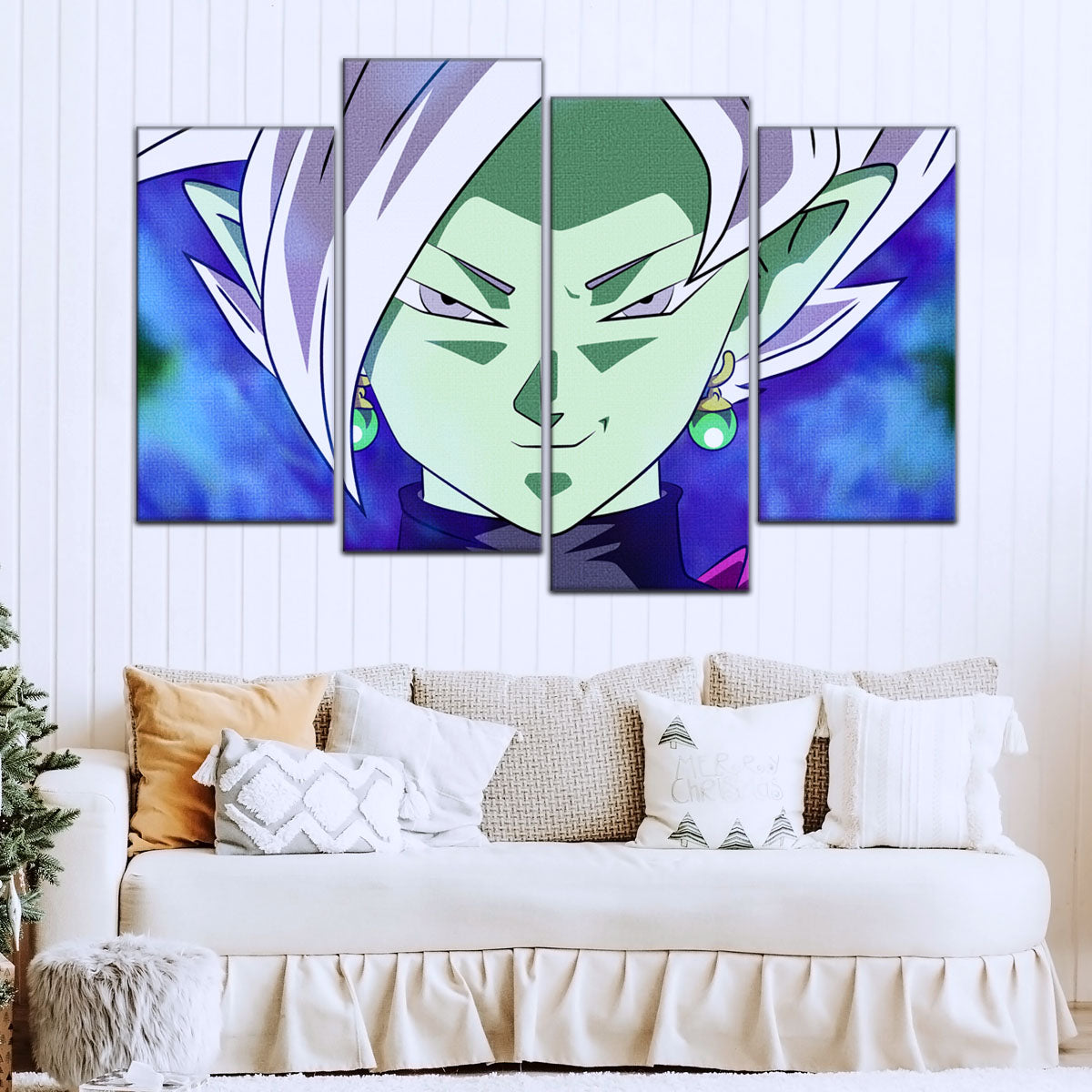 Dragon Ball Super Zamasu Canvas Wall Art - 5 Piece Split Panel DBZ Anime Poster - Framed Ready to Hang Living Room Man Cave Decor - DR5133