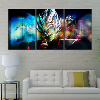 Dragon Ball Super Zamasu vs Vegito Canvas Wall Art - 5 Piece Split Panel DBZ Anime Poster - Framed Ready to Hang Living Room Man Cave Decor - DR5138