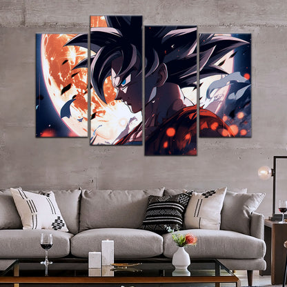 Dragon Ball Z Epic Goku Canvas Wall Art - 5 Piece Split Panel Anime Poster - Framed Ready to Hang Living Room Man Cave Decor - DR5025