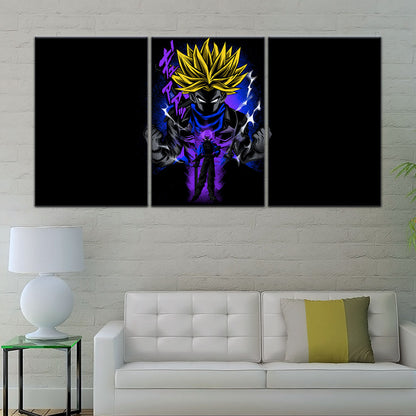Dragon Ball Z Future Trunks Super Saiyan Canvas Wall Art - 5 Piece Split Panel DBZ Poster - Framed Ready to Hang Living Room Man Cave Decor - DR5108