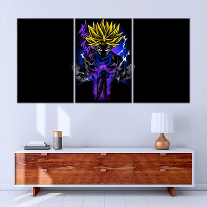 Dragon Ball Z Future Trunks Super Saiyan Canvas Wall Art - 5 Piece Split Panel DBZ Poster - Framed Ready to Hang Living Room Man Cave Decor - DR5108