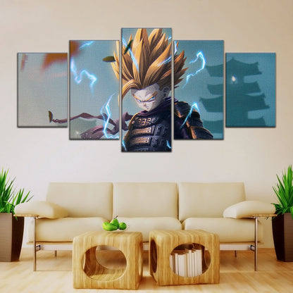 Dragon Ball Z Gohan Samurai Warrior Canvas Wall Art - 5 Piece Split Panel Anime Poster - Framed Ready to Hang Living Room Man Cave Decor - DR5105