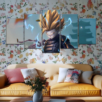 Dragon Ball Z Gohan Samurai Warrior Canvas Wall Art - 5 Piece Split Panel Anime Poster - Framed Ready to Hang Living Room Man Cave Decor - DR5105