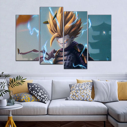 Dragon Ball Z Gohan Samurai Warrior Canvas Wall Art - 5 Piece Split Panel Anime Poster - Framed Ready to Hang Living Room Man Cave Decor - DR5105