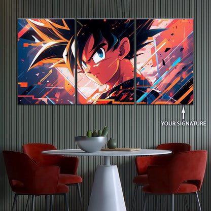 Dragon Ball Z Goku Canvas Wall Art - 5 Piece Split Panel Anime Poster - Framed Ready to Hang Living Room Man Cave Decor - DR5035