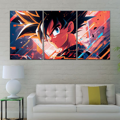 Dragon Ball Z Goku Canvas Wall Art - 5 Piece Split Panel Anime Poster - Framed Ready to Hang Living Room Man Cave Decor - DR5035