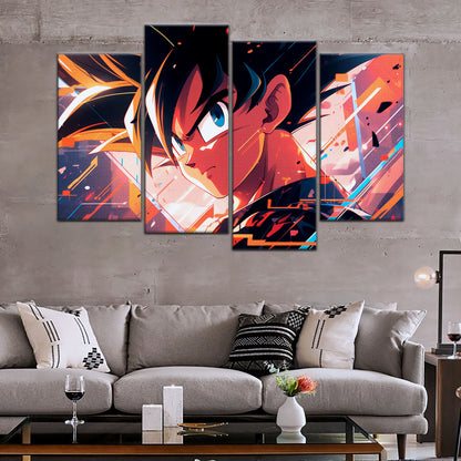 Dragon Ball Z Goku Canvas Wall Art - 5 Piece Split Panel Anime Poster - Framed Ready to Hang Living Room Man Cave Decor - DR5035