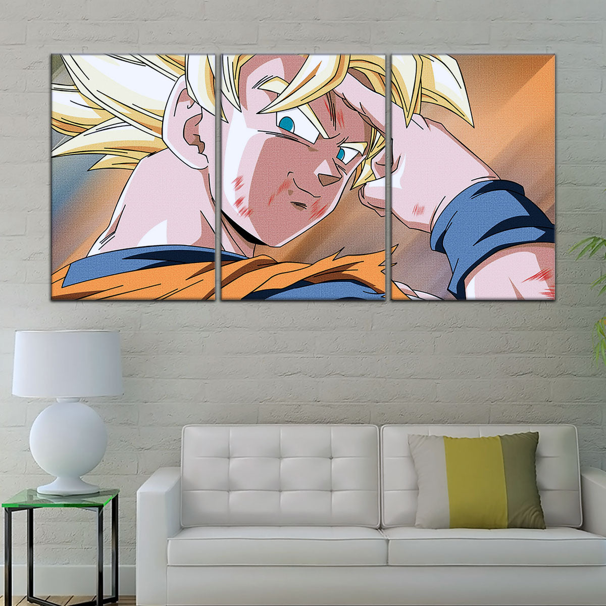 Dragon Ball Z Goku Super Saiyan Canvas Wall Art - Bye Guys 5 Piece Split Panel Anime Poster - Framed Ready to Hang Living Room Man Cave Decor - DR5041