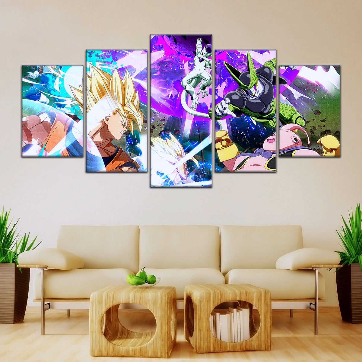 Dragon Ball Canvas Wall Art - DR5059 - Goku Vegeta vs Frieza Cell Majin Buu