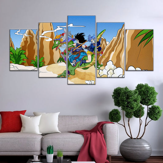Dragon Ball Canvas Wall Art - DR5067 - Goku and Bulma Riding Dragon