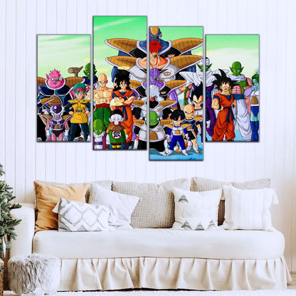 Dragon Ball Z Goku vs Ginyu Force Namek Saga Canvas Wall Art - 5 Piece Split Panel Anime Poster - Ready to Hang Living Room Man Cave Decor - DR5072
