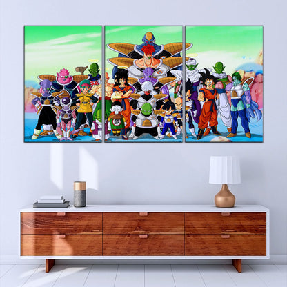 Dragon Ball Z Goku vs Ginyu Force Namek Saga Canvas Wall Art - 5 Piece Split Panel Anime Poster - Ready to Hang Living Room Man Cave Decor - DR5072