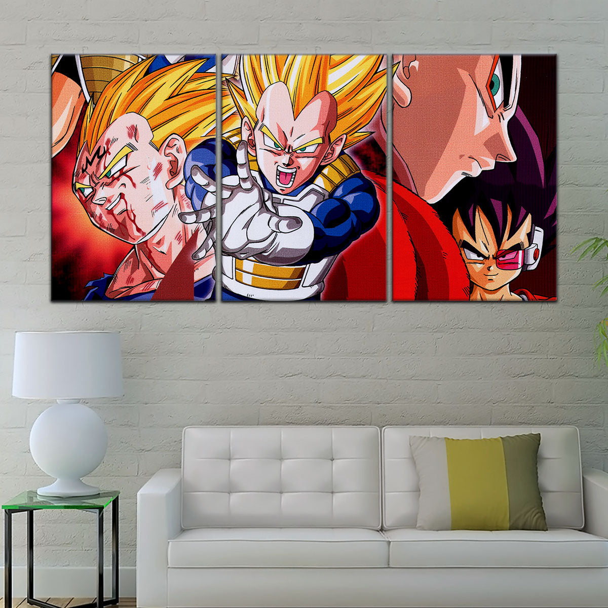 Dragon Ball Z Majin Vegeta Canvas Wall Art - 5 Piece Split Panel Anime Poster - Framed Ready to Hang Living Room Man Cave Decor - DR5117