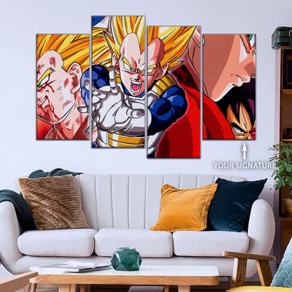 Dragon Ball Z Majin Vegeta Canvas Wall Art - 5 Piece Split Panel Anime Poster - Framed Ready to Hang Living Room Man Cave Decor - DR5117