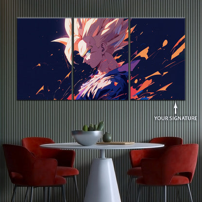 Dragon Ball Z Super Saiyan Gohan Canvas Wall Art - 5 Piece Split Panel Anime Poster - Framed Ready to Hang Living Room Man Cave Decor - DR5033