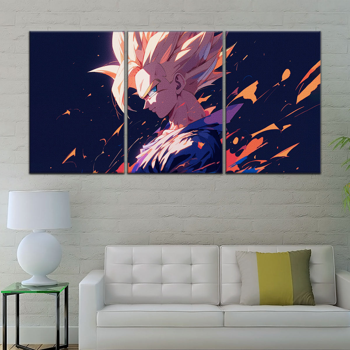 Dragon Ball Z Super Saiyan Gohan Canvas Wall Art - 5 Piece Split Panel Anime Poster - Framed Ready to Hang Living Room Man Cave Decor - DR5033