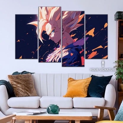 Dragon Ball Z Super Saiyan Gohan Canvas Wall Art - 5 Piece Split Panel Anime Poster - Framed Ready to Hang Living Room Man Cave Decor - DR5033