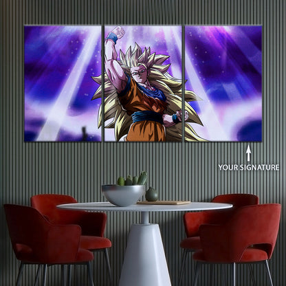 Dragon Ball Z Super Saiyan Goku Canvas Wall Art - 5 Piece Split Panel Anime Poster - Framed Ready to Hang Living Room Man Cave Decor - DR5045