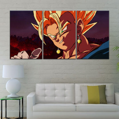Dragon Ball Z Super Saiyan Vegito Canvas Wall Art - 5 Piece Split Panel Anime Poster - Framed Ready to Hang Living Room Man Cave Decor - DR5130