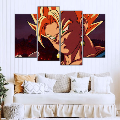 Dragon Ball Z Super Saiyan Vegito Canvas Wall Art - 5 Piece Split Panel Anime Poster - Framed Ready to Hang Living Room Man Cave Decor - DR5130