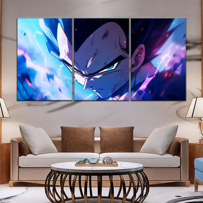 Dragon Ball Z Vegeta Canvas Wall Art - 5 Piece Split Panel Anime Poster - Framed Ready to Hang Living Room Man Cave Decor - DR5086