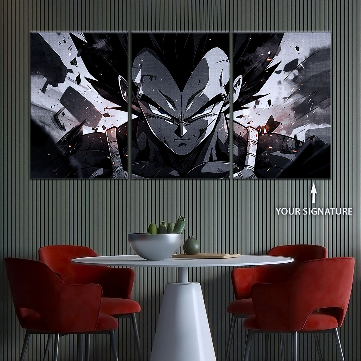 Dragon Ball Z Vegeta Canvas Wall Art - 5 Piece Split Panel Anime Poster - Framed Ready to Hang Living Room Man Cave Decor - DR5115