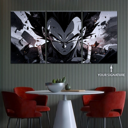 Dragon Ball Z Vegeta Canvas Wall Art - 5 Piece Split Panel Anime Poster - Framed Ready to Hang Living Room Man Cave Decor - DR5115