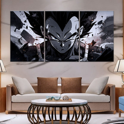Dragon Ball Z Vegeta Canvas Wall Art - 5 Piece Split Panel Anime Poster - Framed Ready to Hang Living Room Man Cave Decor - DR5115