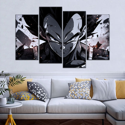 Dragon Ball Z Vegeta Canvas Wall Art - 5 Piece Split Panel Anime Poster - Framed Ready to Hang Living Room Man Cave Decor - DR5115