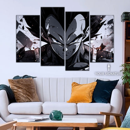Dragon Ball Z Vegeta Canvas Wall Art - 5 Piece Split Panel Anime Poster - Framed Ready to Hang Living Room Man Cave Decor - DR5115